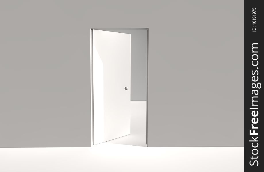 A rendered image-opened door.