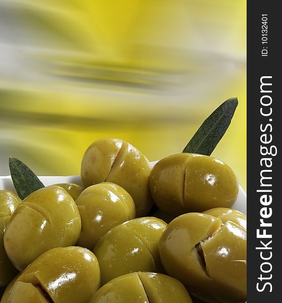 Single olive isolated over white