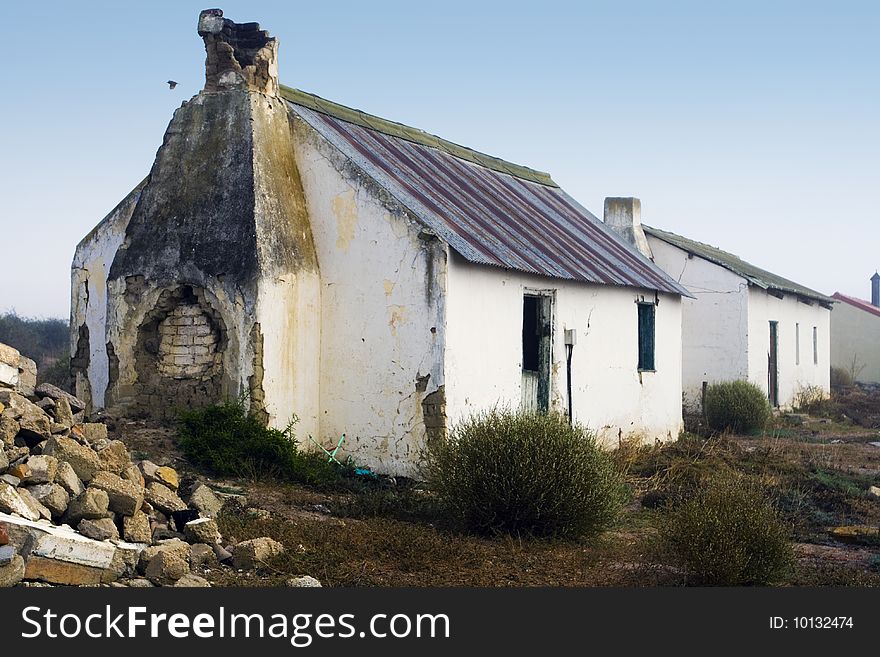 Rundown worker’s cottage on a farm in South Africa