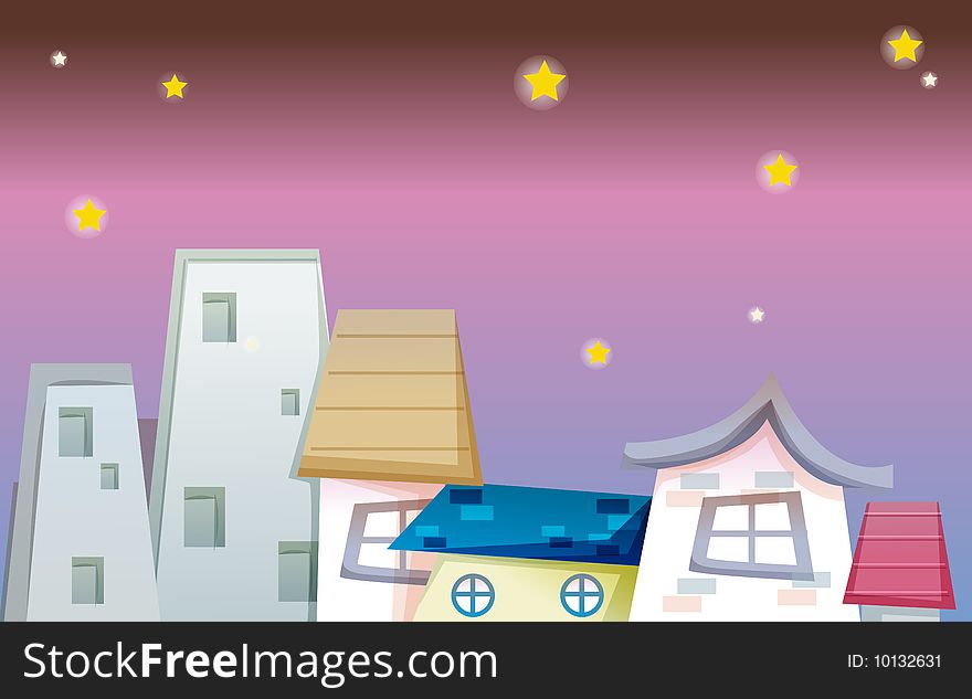 All kind of house under night sky