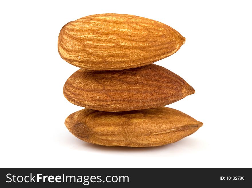 Macro almond isolated on a white
