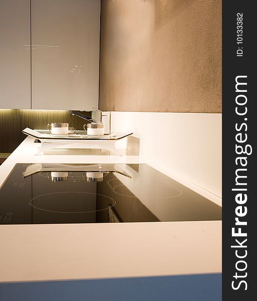 Modern kitchen interior in white color