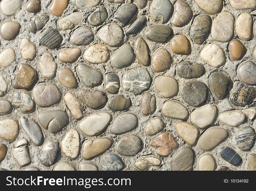 Walk on the pebble road. Walk on the pebble road