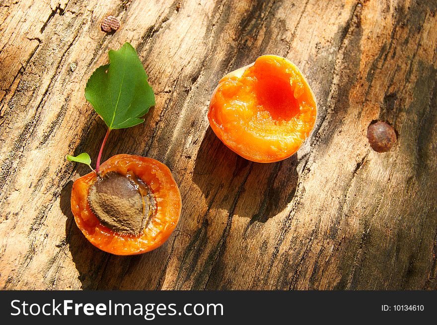 Apricot on a wooden background