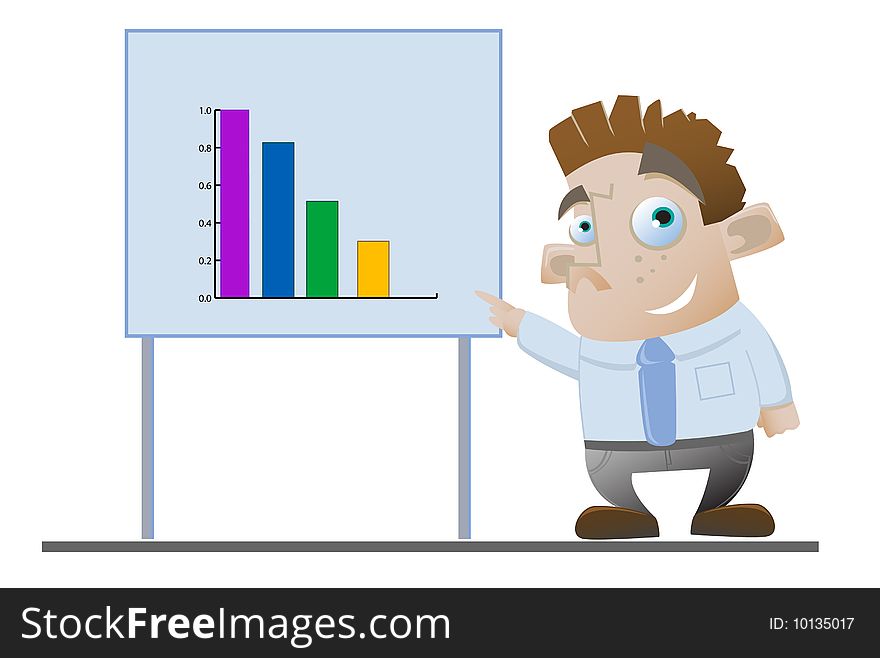 Vector image of a man with a business chart. Vector image of a man with a business chart