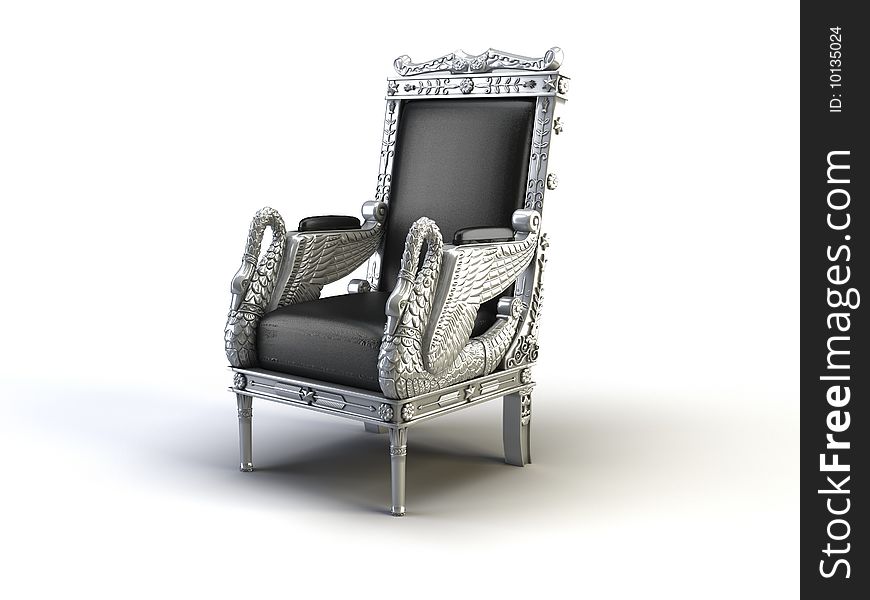 Silver chair on the white background