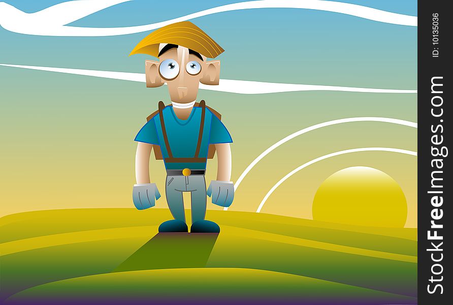 Vector image of a hiker
