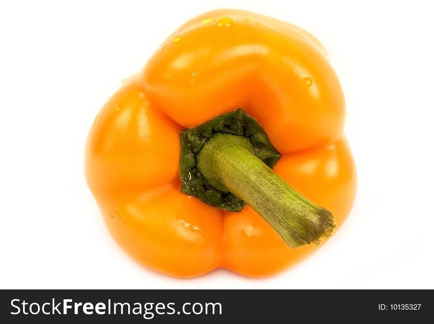 Closed-up yellow pepper isolated on white background