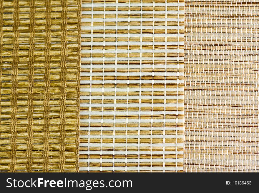 Three textured samples of blinds from rattan. Three textured samples of blinds from rattan