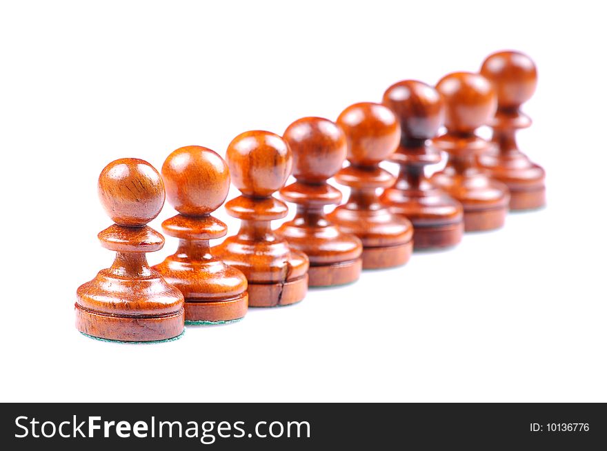 Chess pawns isolated on white background.