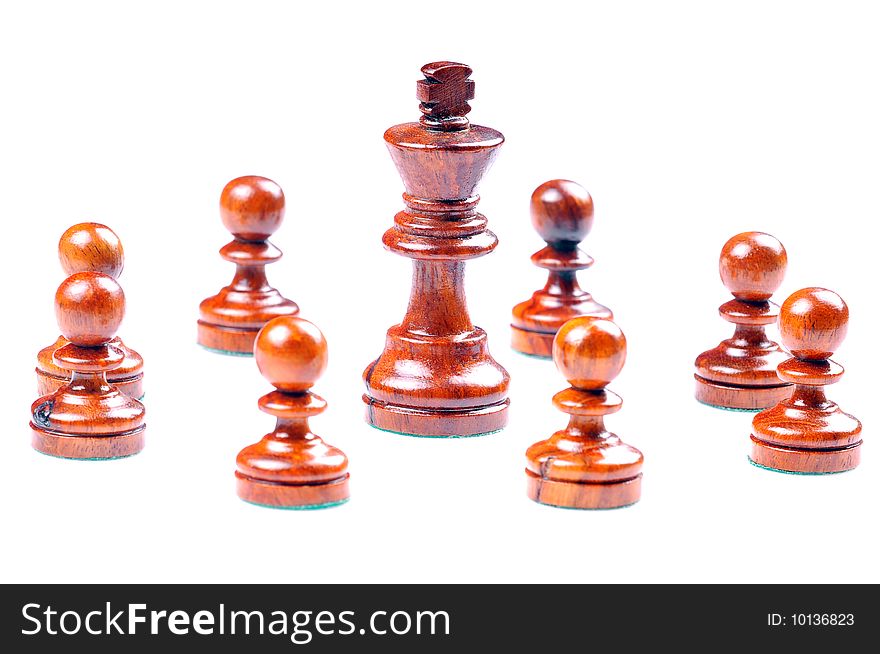 Chess king woth his pawns. Chess king woth his pawns.