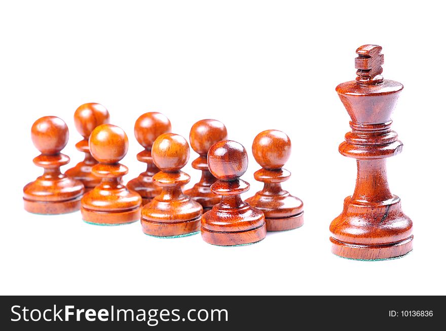 Chess king woth his pawns. Chess king woth his pawns.