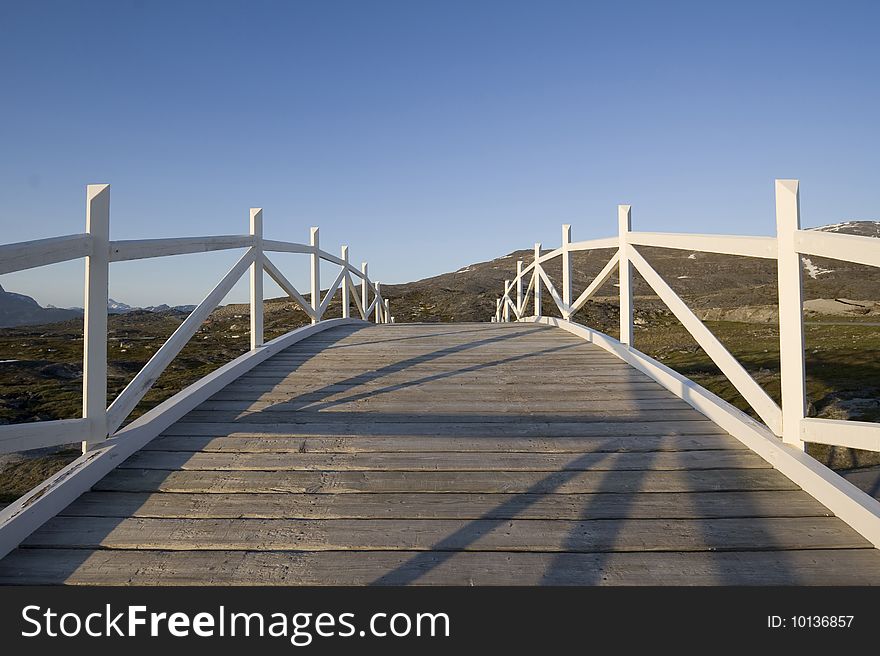 Bridge leading absolutely nowhere. Really a monument in Nuuk, Greenland. Bridge leading absolutely nowhere. Really a monument in Nuuk, Greenland.