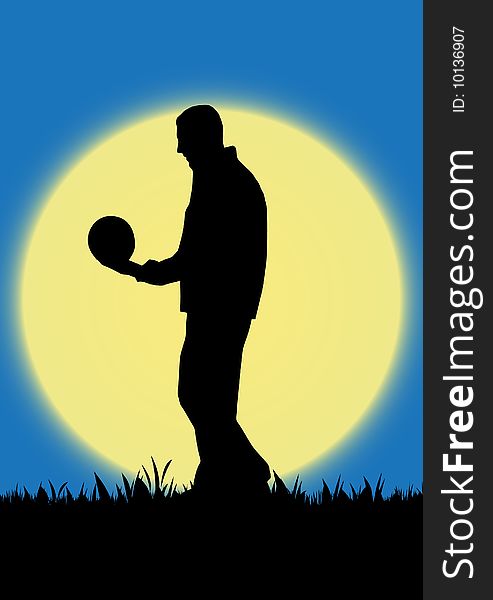 Football playing in the field vector illustration