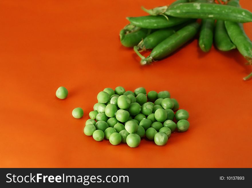 Green peas vegetable with seed closeup view