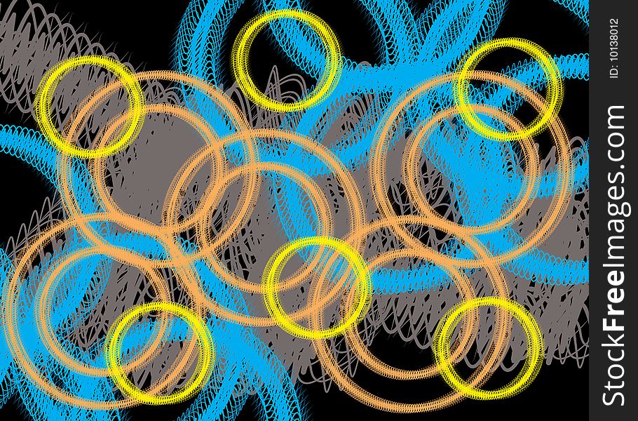 Scribbled rings are featured in an abstract background illustration. Scribbled rings are featured in an abstract background illustration.