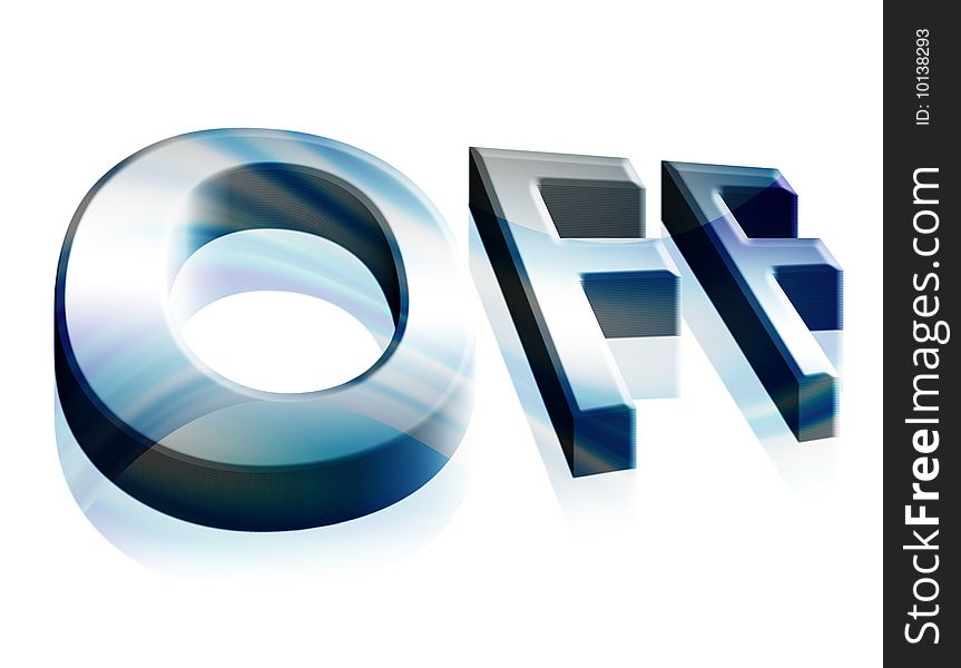 Off letters over white background. Blue color