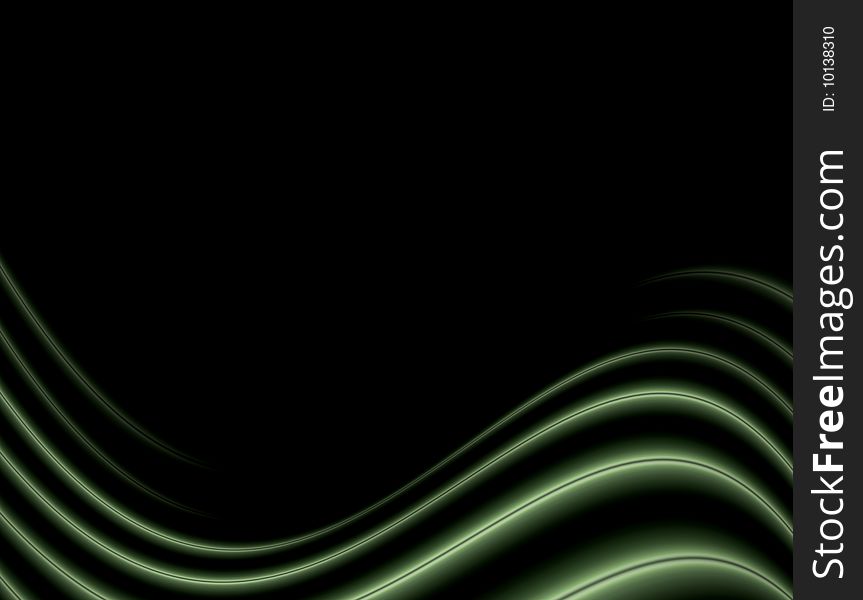 Green dynamic and abstract waves over black background