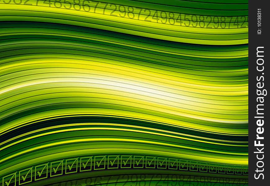 Green dynamic waves with light effects. Illustration. Green dynamic waves with light effects. Illustration