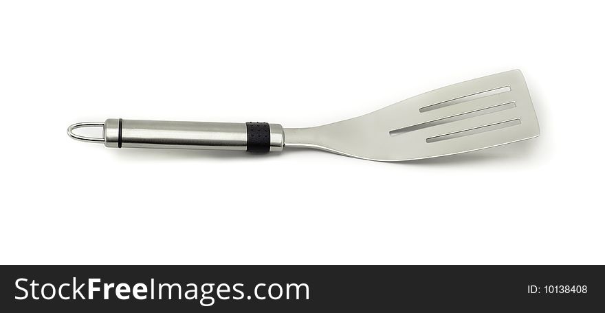 Stainless steel egg lifter isolated on white back ground