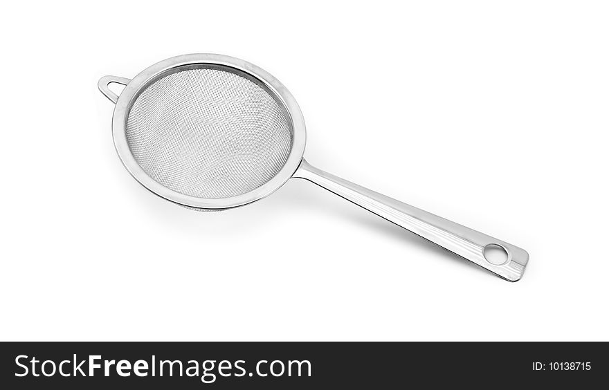 Tea strainer stainless steel isolated on white back ground. Tea strainer stainless steel isolated on white back ground