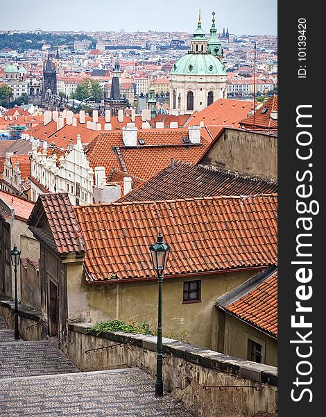 The view of baroque dome of Saint Vitus's Cathedral, Prague, Czech Republic