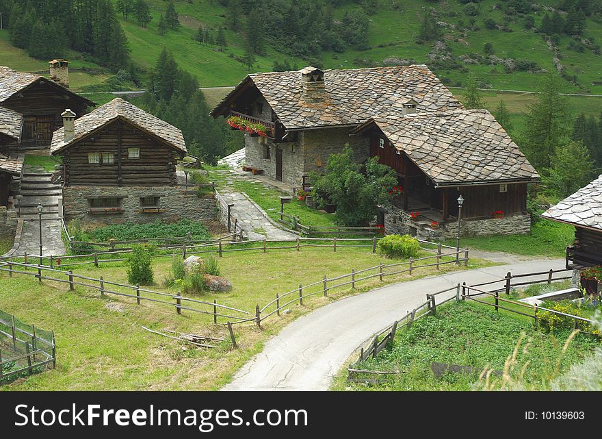 Traditional houses in Italian Alps, near Aosta Valley, Italy. Traditional houses in Italian Alps, near Aosta Valley, Italy.