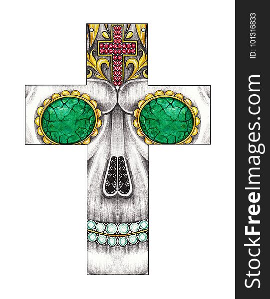 Art Jewelry Design Skull Cross.