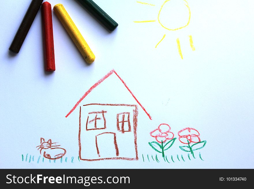 A little house on the kid`s drawing