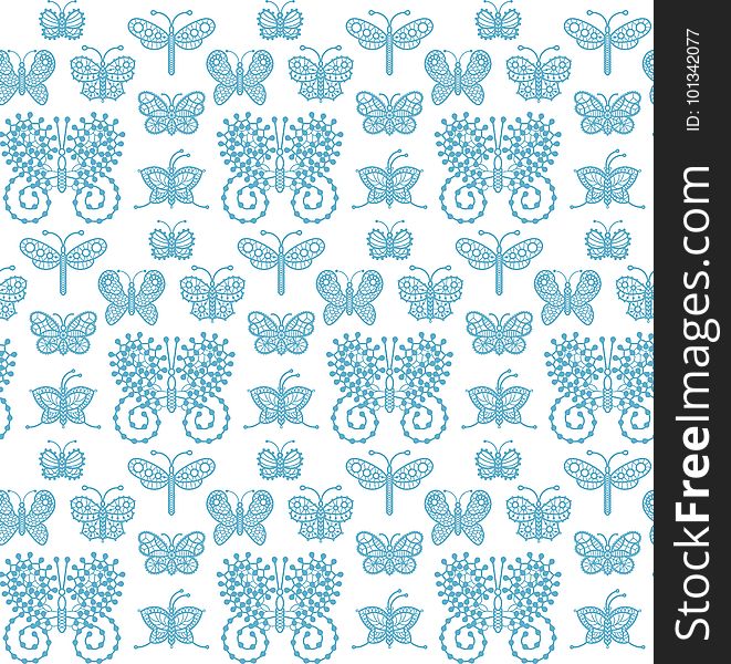 Lace Butterflies - seamless pattern. Paper wrapping decor.