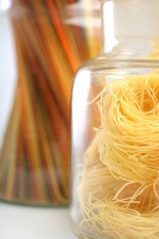 Spaghetti And Capellini In Glass Jars Stock Photography Spaghetti And Capellini In Glass Jars Stock Photography