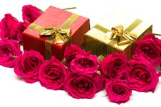 Golden Gift Boxes Royalty Free Stock Image