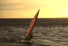 Windsurfing At Sunset Royalty Free Stock Photo Windsurfing At Sunset Royalty Free Stock Photo