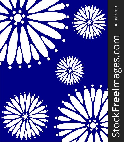 Vector illustration with stylized white flowers on blue background. Vector illustration with stylized white flowers on blue background
