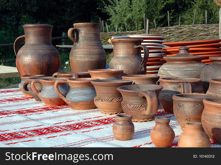 Traditional Ukrainian clay ware stay o the table for sale