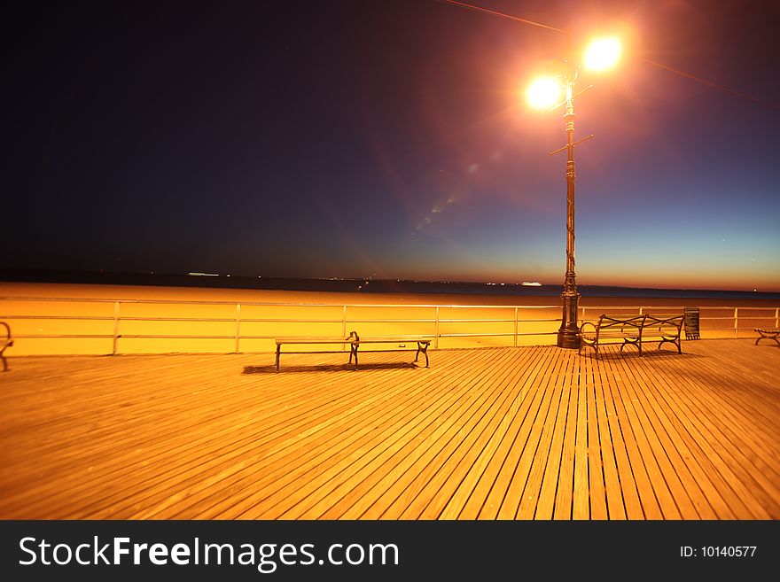 Classic NY, evening in Brighton Beach of Coney Island