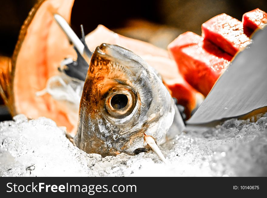 Sashimi Served In Fish on Stick