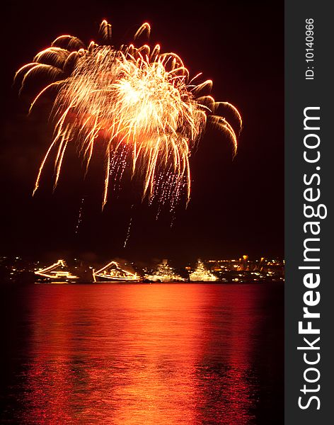 Salute, Fireworks Above The Bay. Sevastopol.
