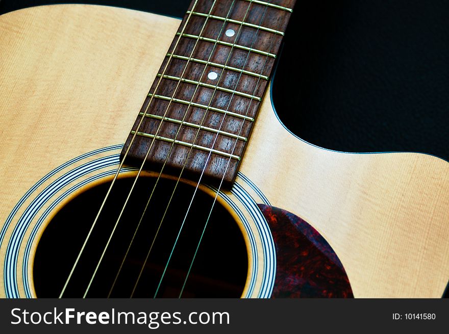 Angled View of an Acoustic Guitar Body