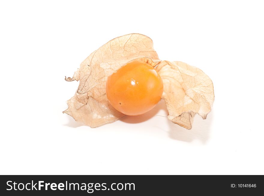 Single gooseberry isolated on a whitebackground