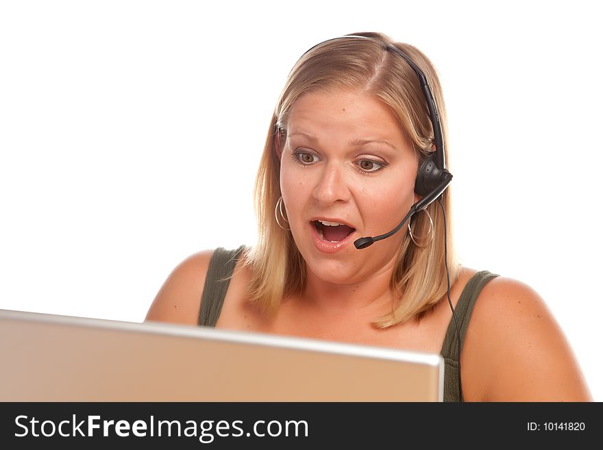 Attractive Shocked Customer Support Woman