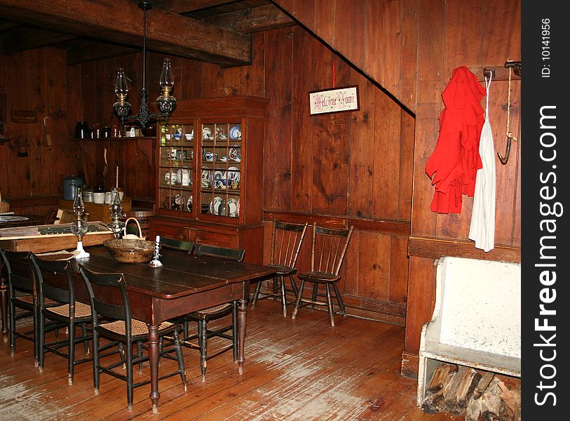 Retro interior of dining-room in the farm house