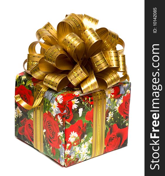 Gift box with golden bow