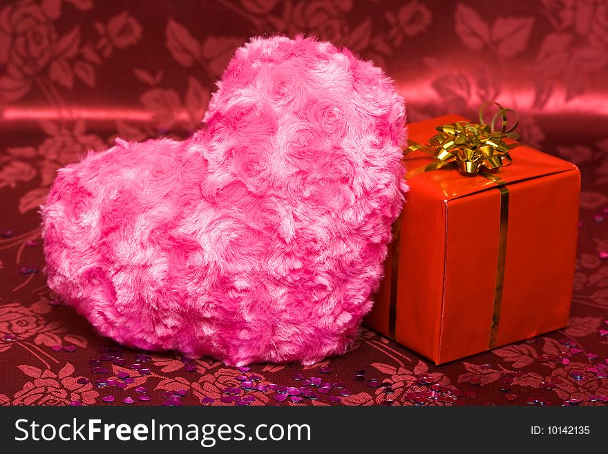 Gift box with pink heart