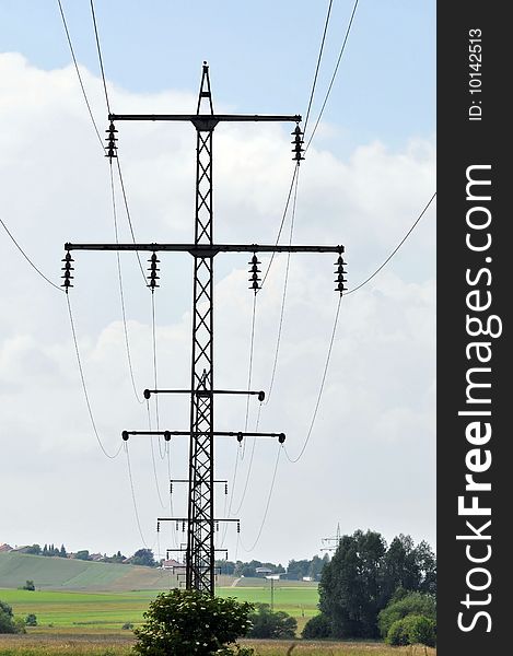 A shot of a typical power pole in south western Germany