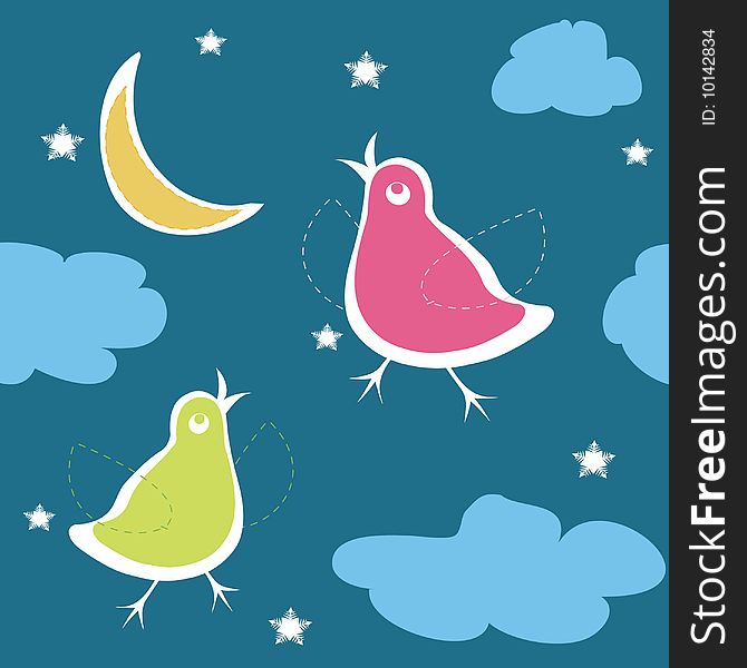 Birds on the sky in night