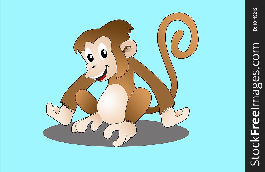 Smiling brown monkey from borneo Kalimantan, siamang sp.; vector illustration. Smiling brown monkey from borneo Kalimantan, siamang sp.; vector illustration