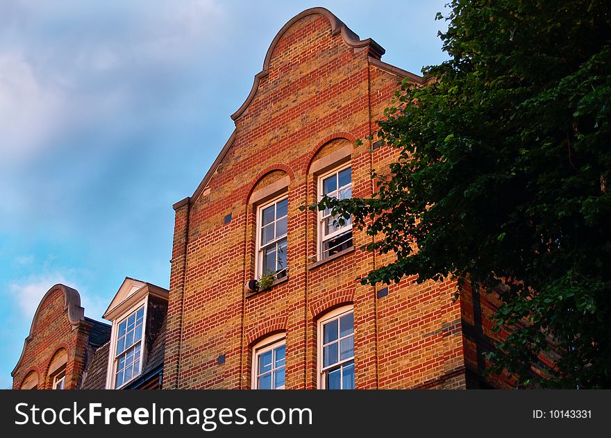 Red brick building facade.