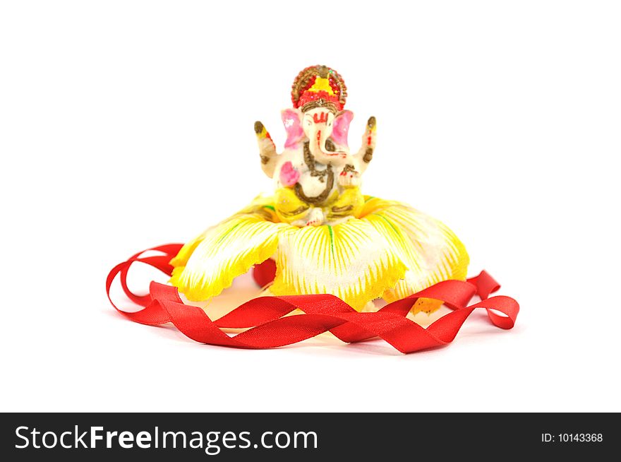 Ganesh idol decorated with fabrics. Ganesh idol decorated with fabrics.