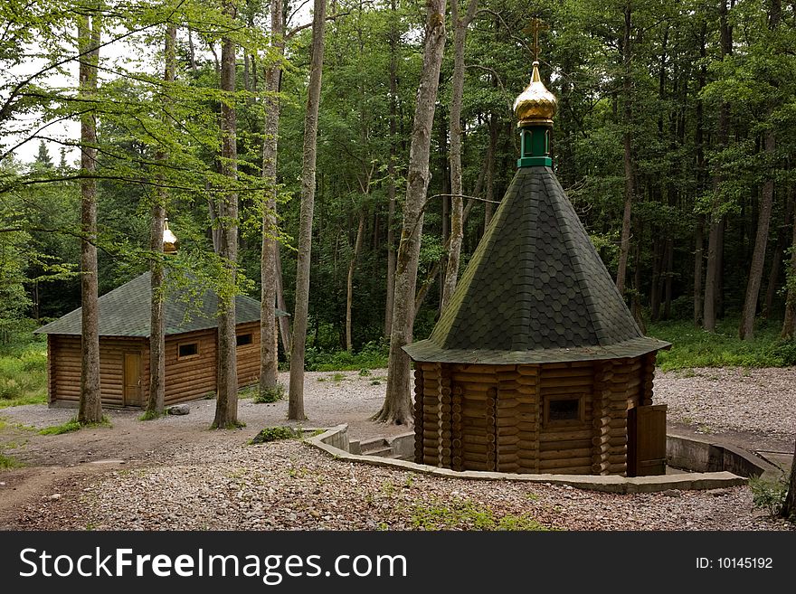 Orthodox chapel in wood on a source of sacred water